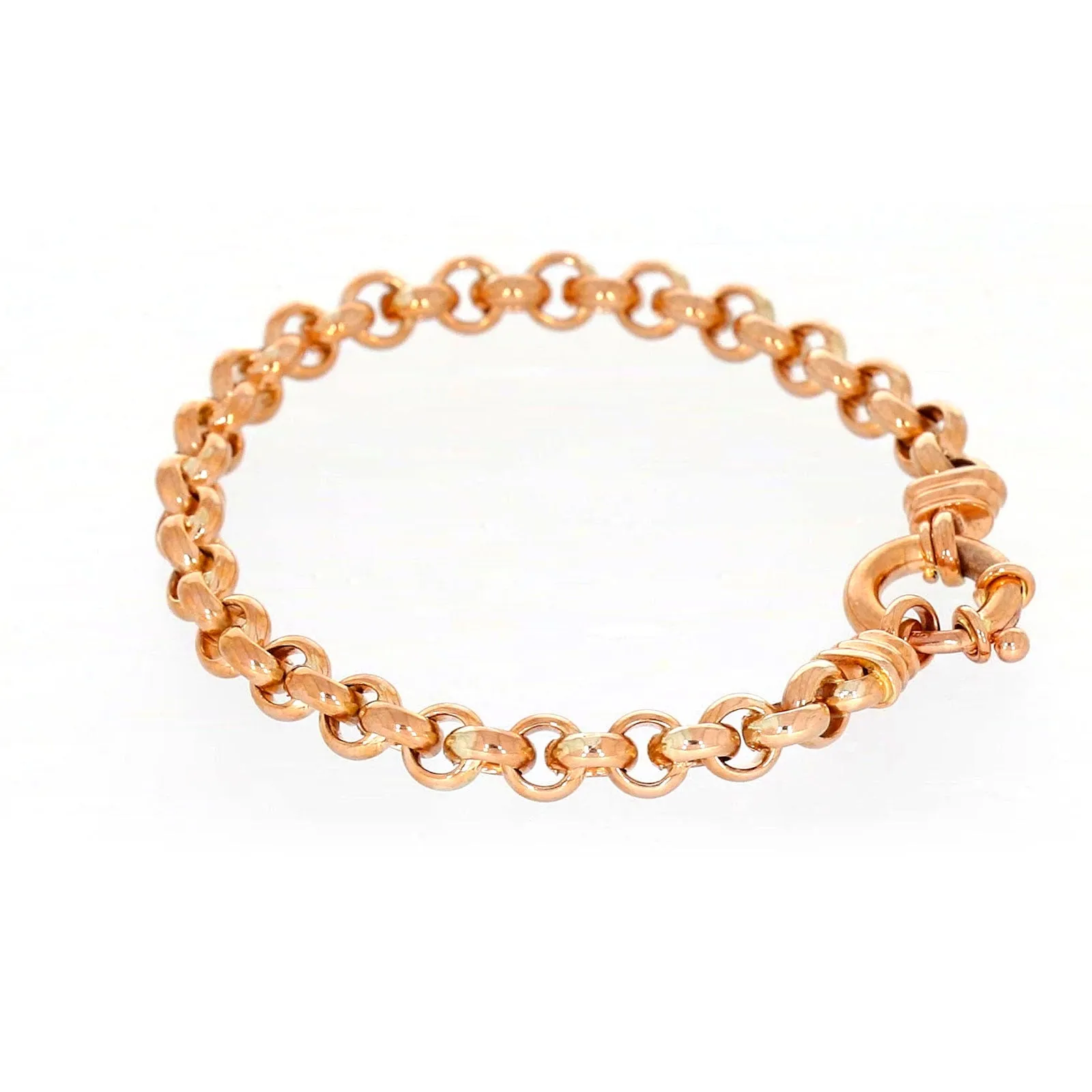 9ct Rose Gold Silver Filled 19cm Belcher with Bolt Bracelet