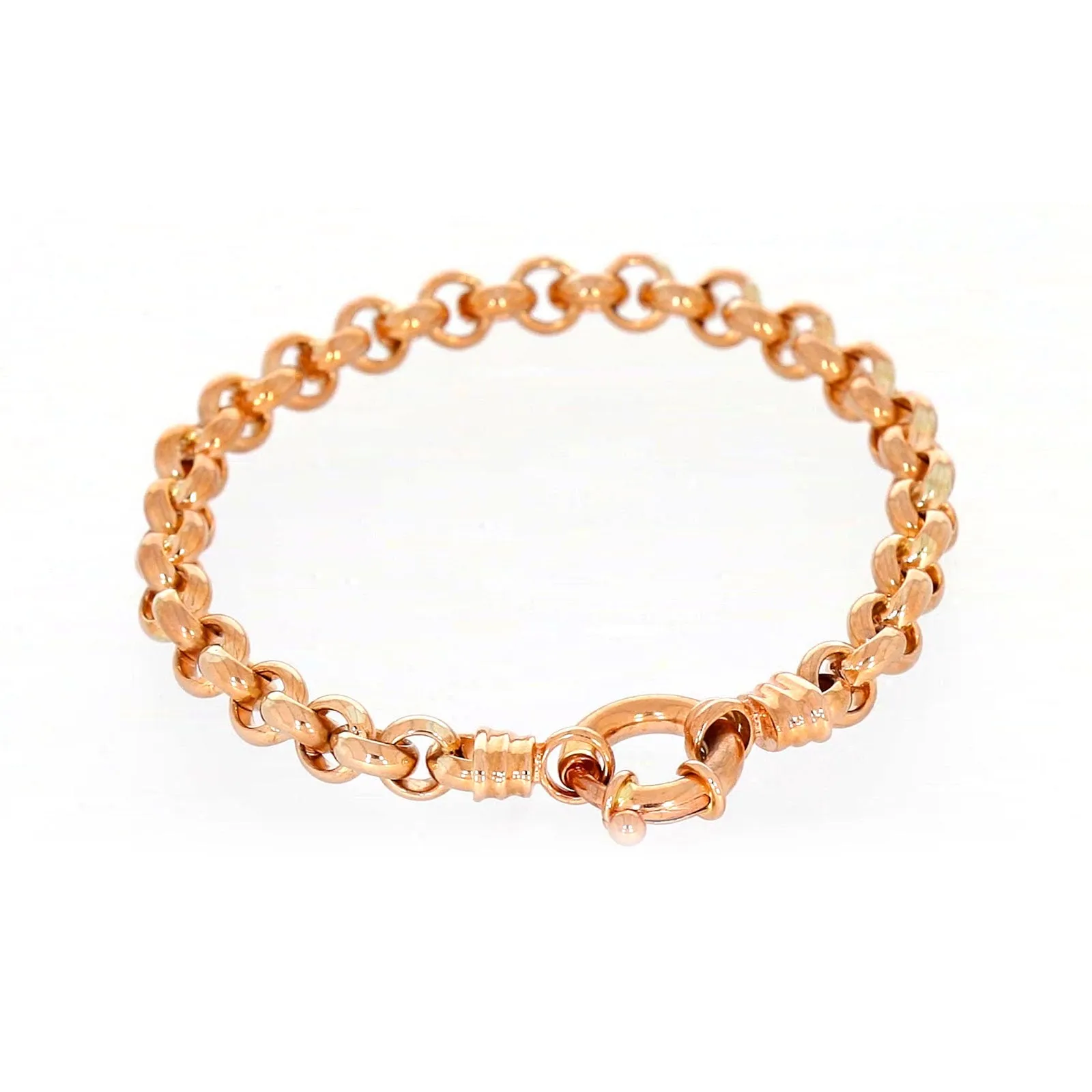 9ct Rose Gold Silver Filled 19cm Belcher with Bolt Bracelet