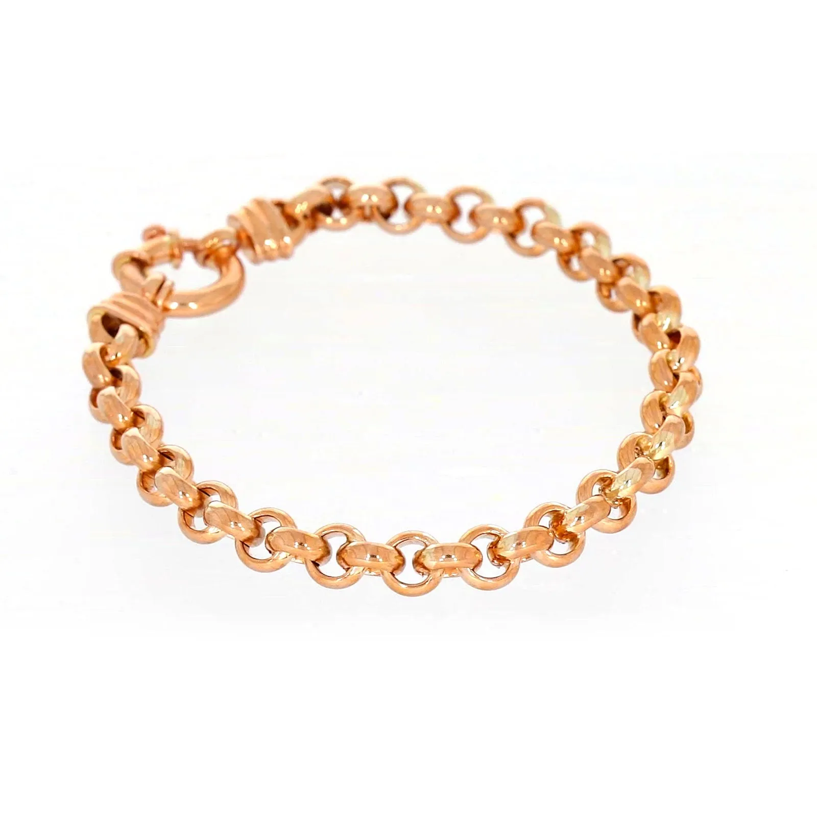 9ct Rose Gold Silver Filled 19cm Belcher with Bolt Bracelet