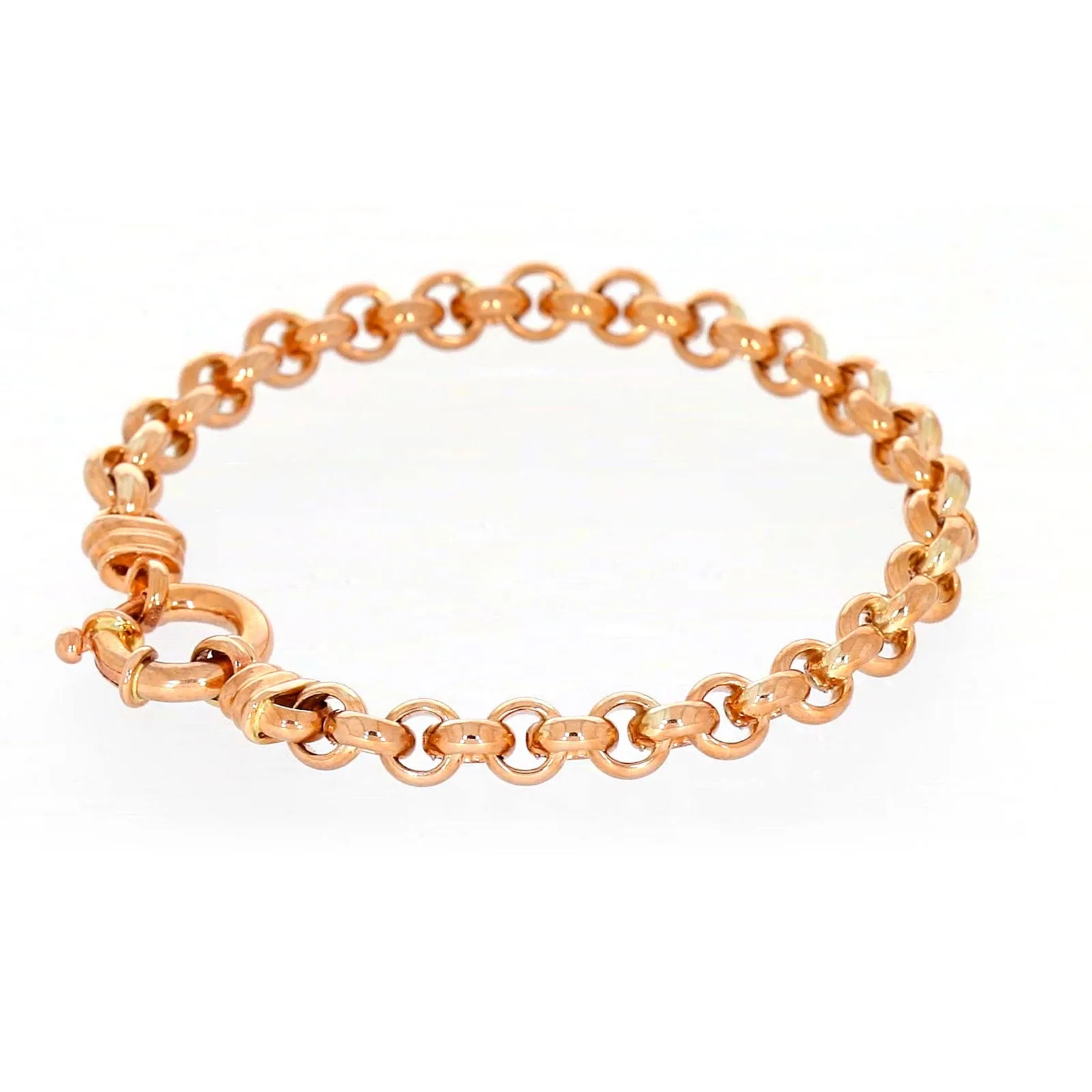 9ct Rose Gold Silver Filled 19cm Belcher with Bolt Bracelet