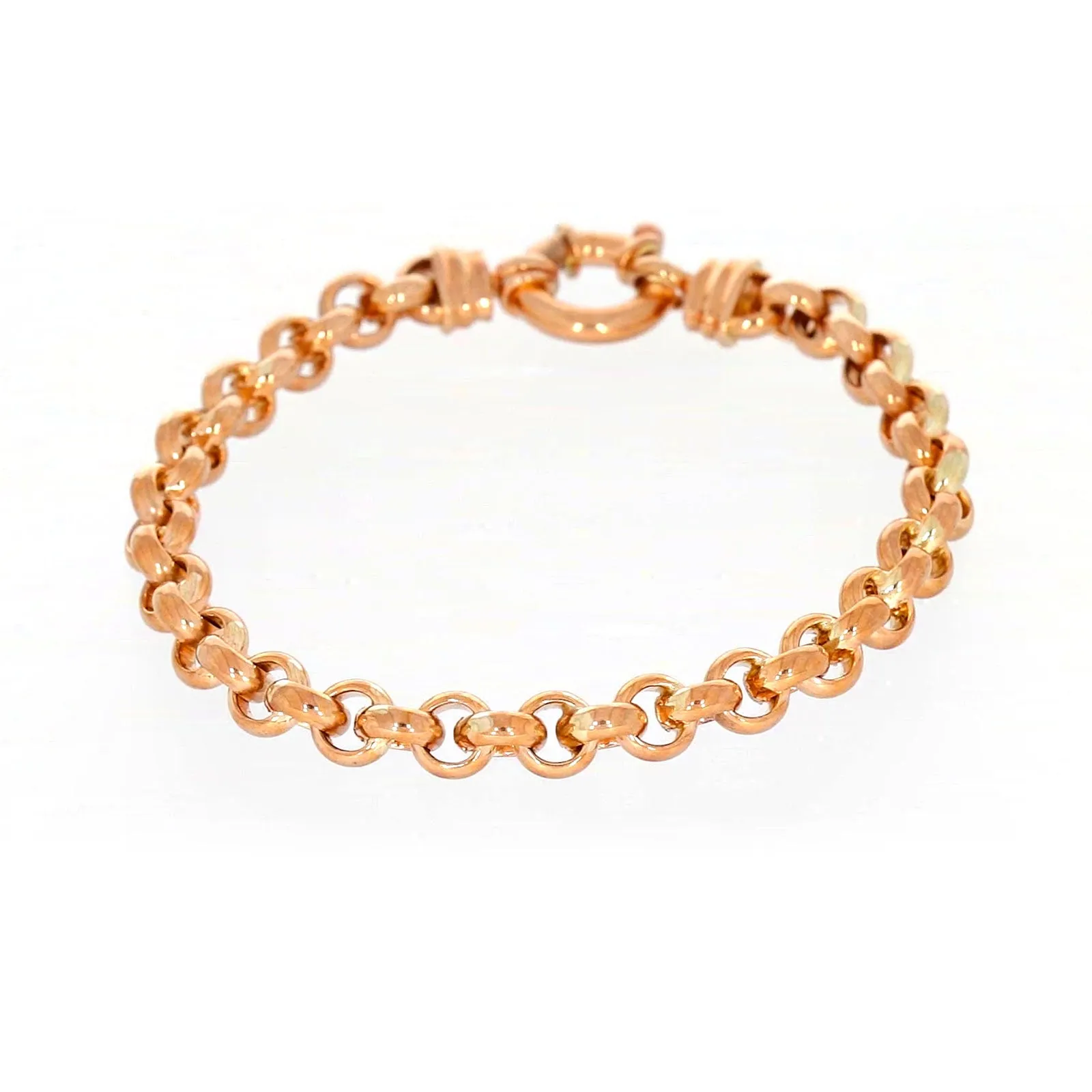 9ct Rose Gold Silver Filled 19cm Belcher with Bolt Bracelet