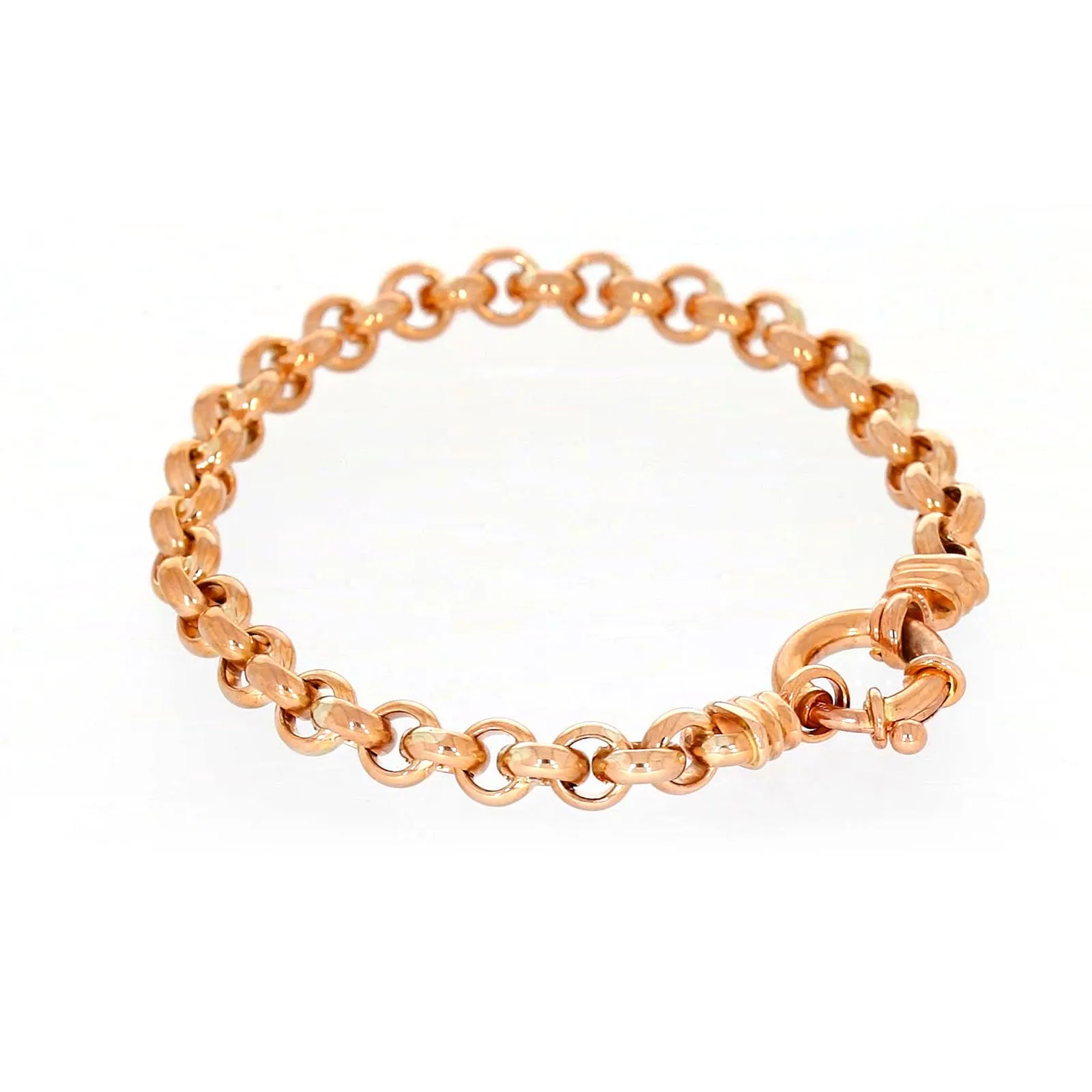 9ct Rose Gold Silver Filled 19cm Belcher with Bolt Bracelet