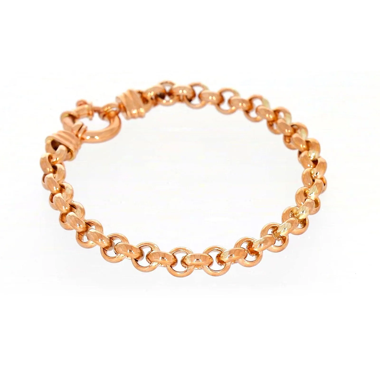 9ct Rose Gold Silver Filled 19cm Belcher with Bolt Bracelet