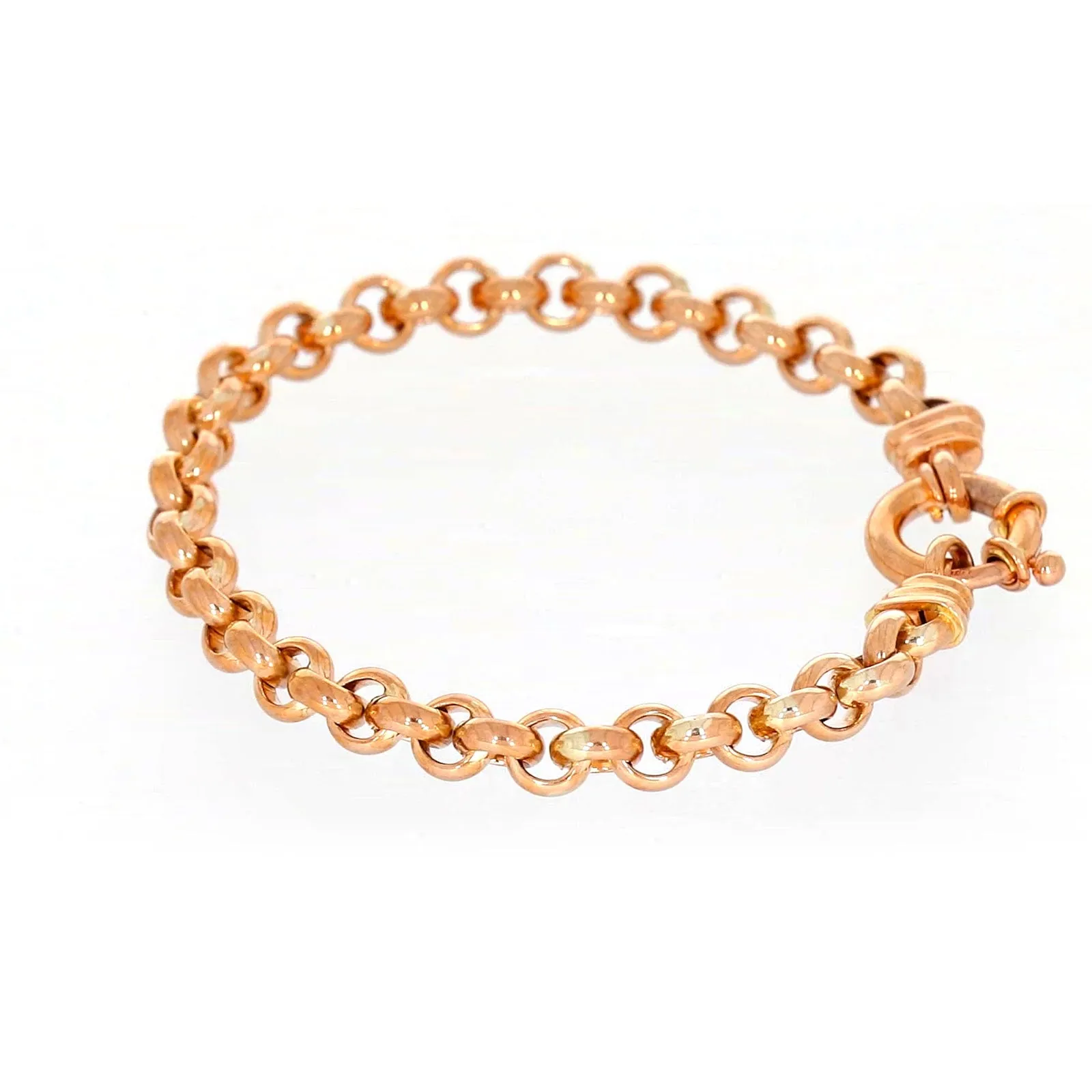 9ct Rose Gold Silver Filled 19cm Belcher with Bolt Bracelet