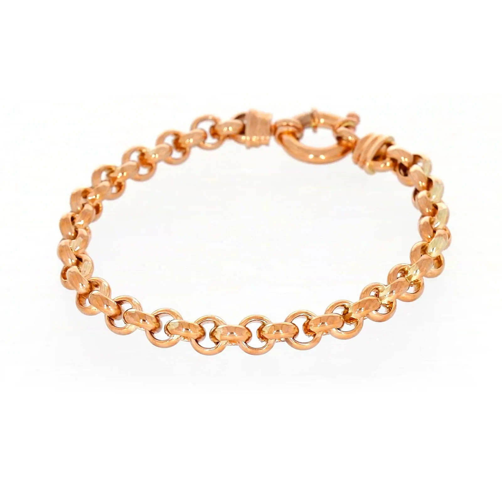 9ct Rose Gold Silver Filled 19cm Belcher with Bolt Bracelet