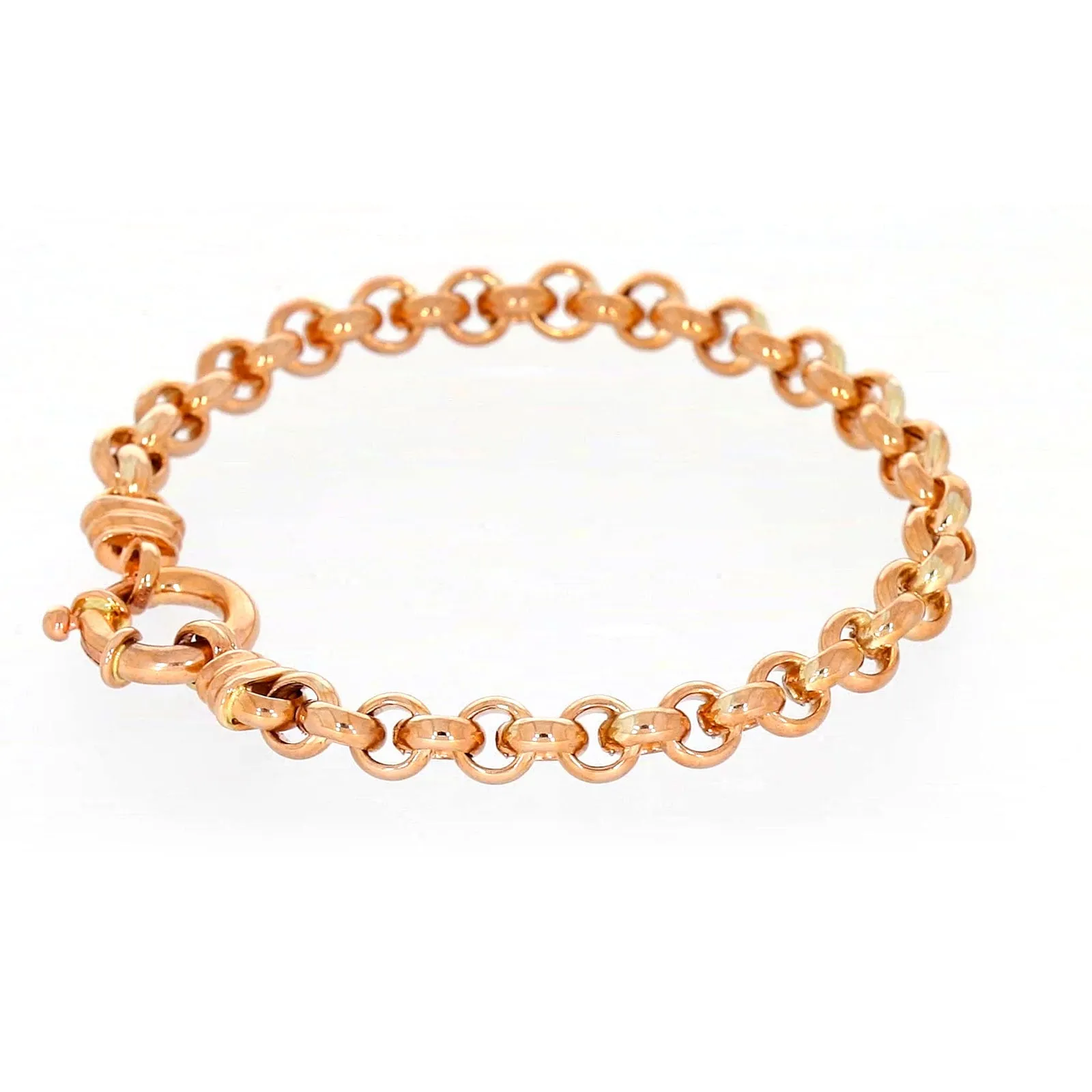 9ct Rose Gold Silver Filled 19cm Belcher with Bolt Bracelet