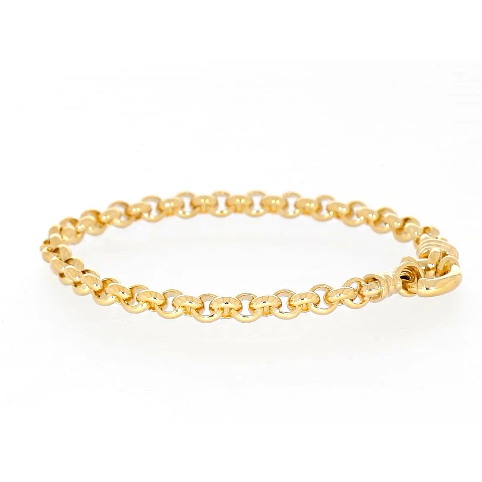 9ct Yellow Gold Silver Filled 19cm Round Belcher with Bolt Ring Bracelet