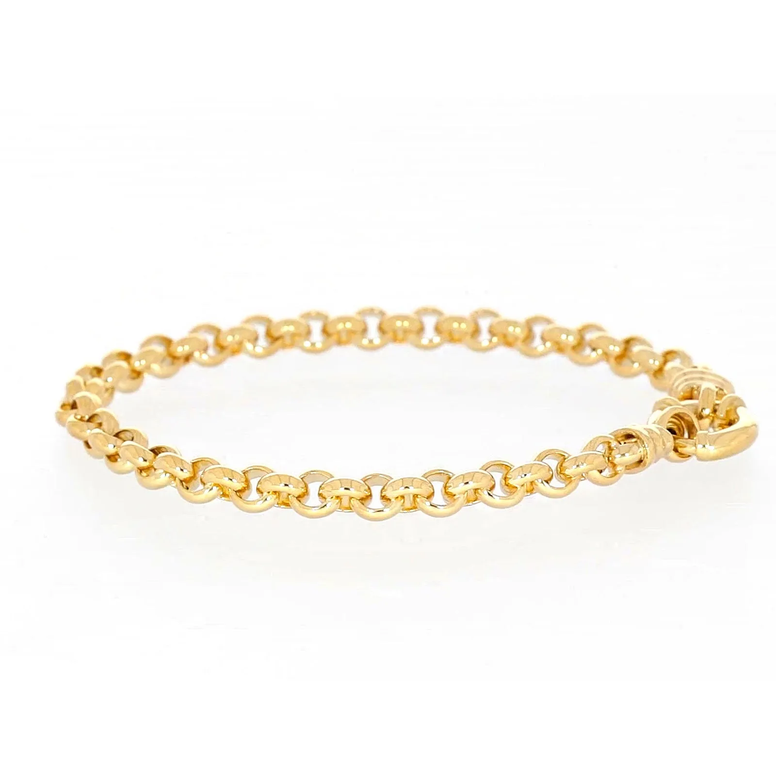 9ct Yellow Gold Silver Filled 19cm Round Belcher with Bolt Ring Bracelet