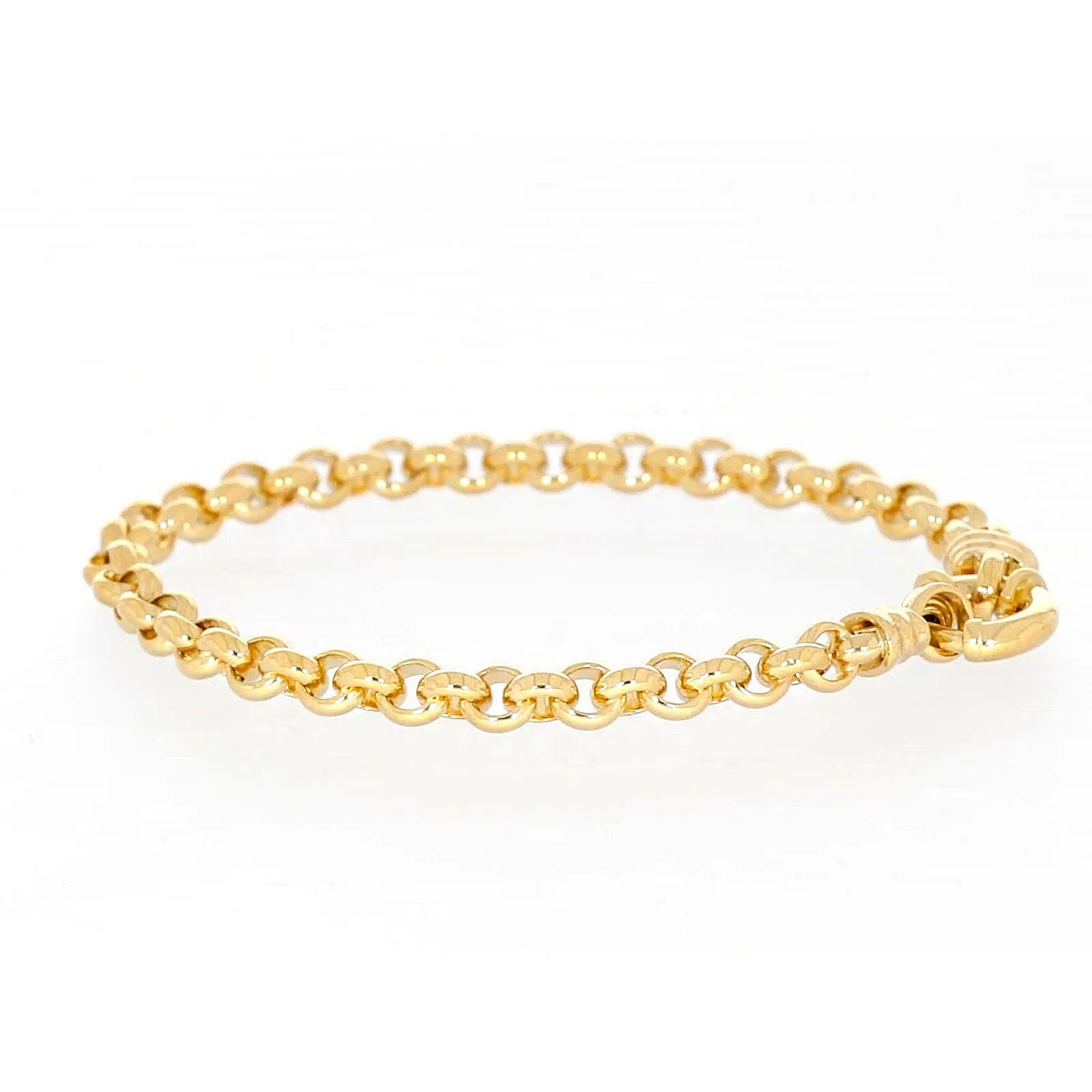 9ct Yellow Gold Silver Filled 19cm Round Belcher with Bolt Ring Bracelet