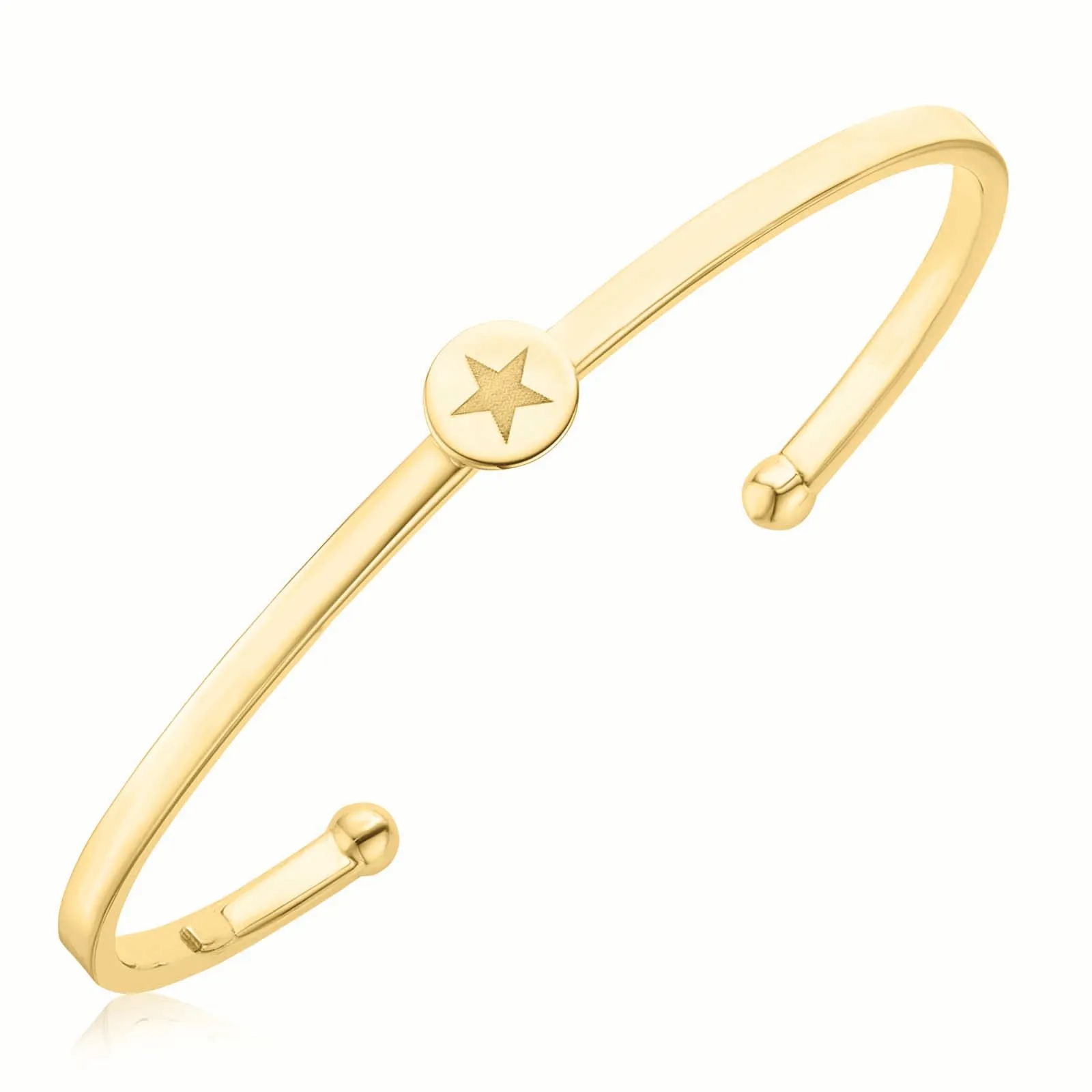 9ct Yellow Gold Silver Filled 6mm Star Disc Bangle