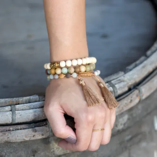 Adjustable Matte Finish Amazonite Fashion Tassel Bracelet