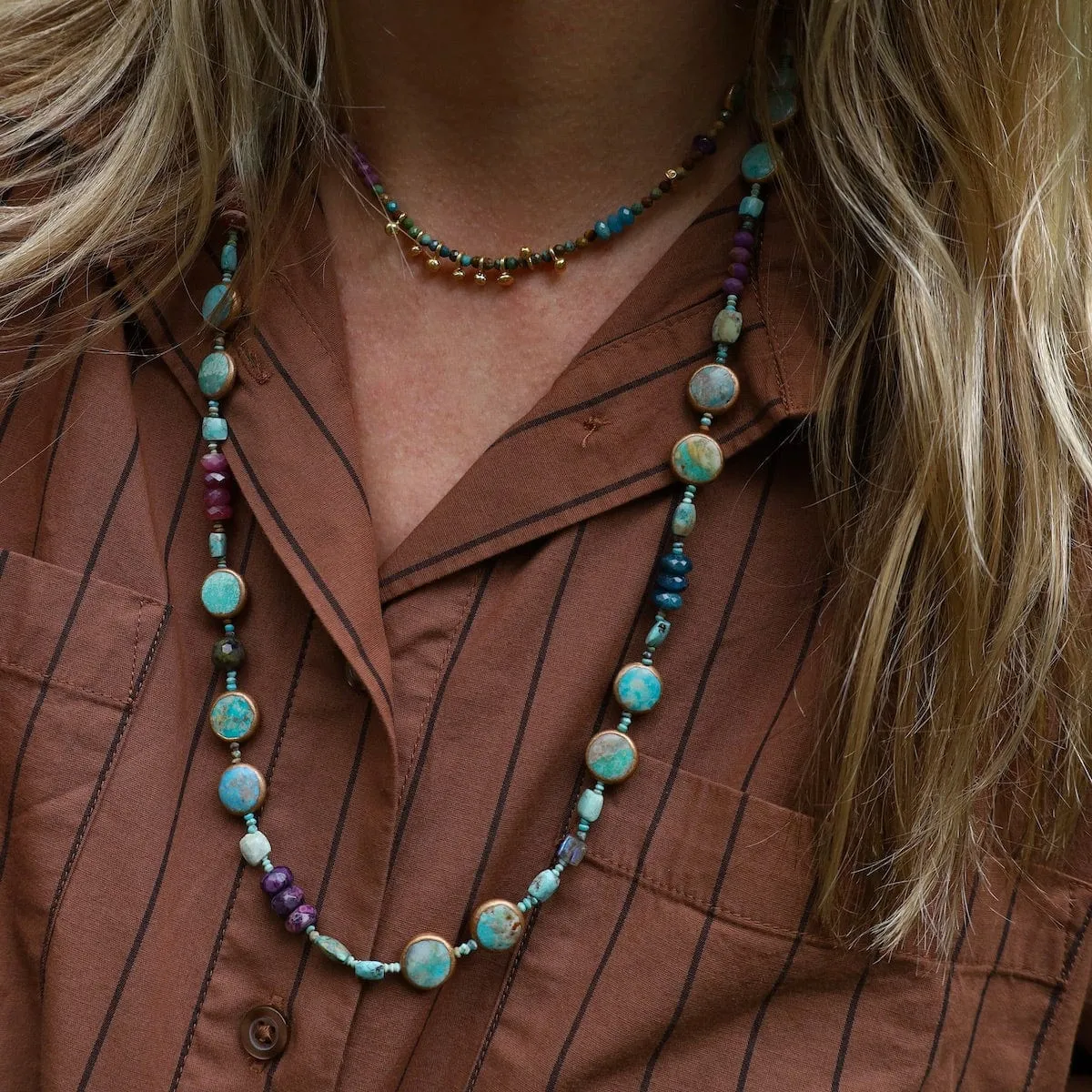 Afghan Turquoise Long Hop Scotch Necklace