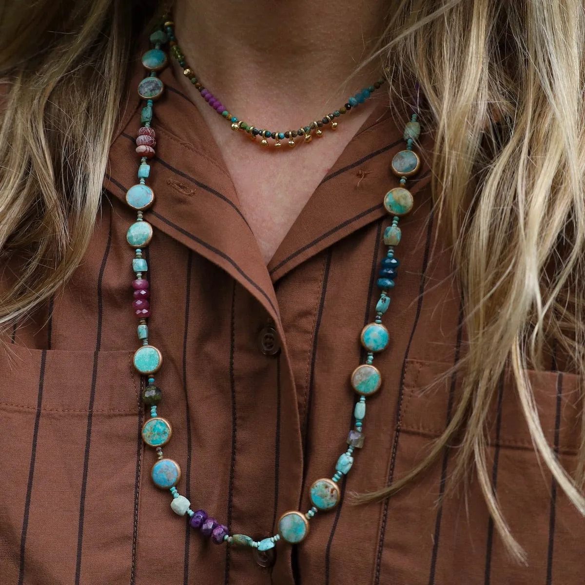 Afghan Turquoise Long Hop Scotch Necklace