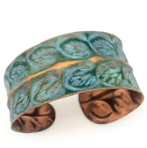 Anju Copper Patina Rows of Leaves Bracelet