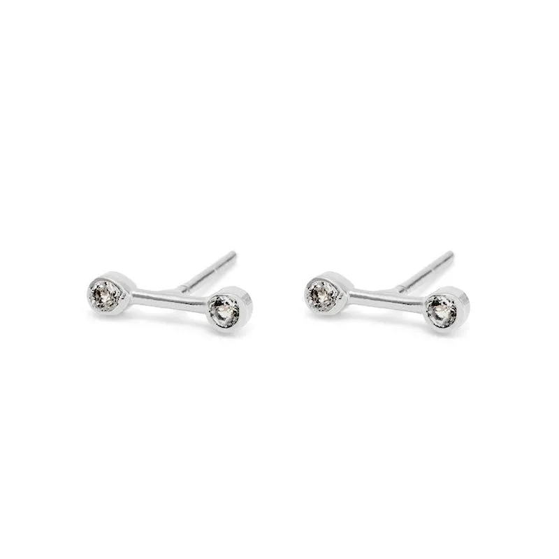 Ara Stud, White Topaz, Silver