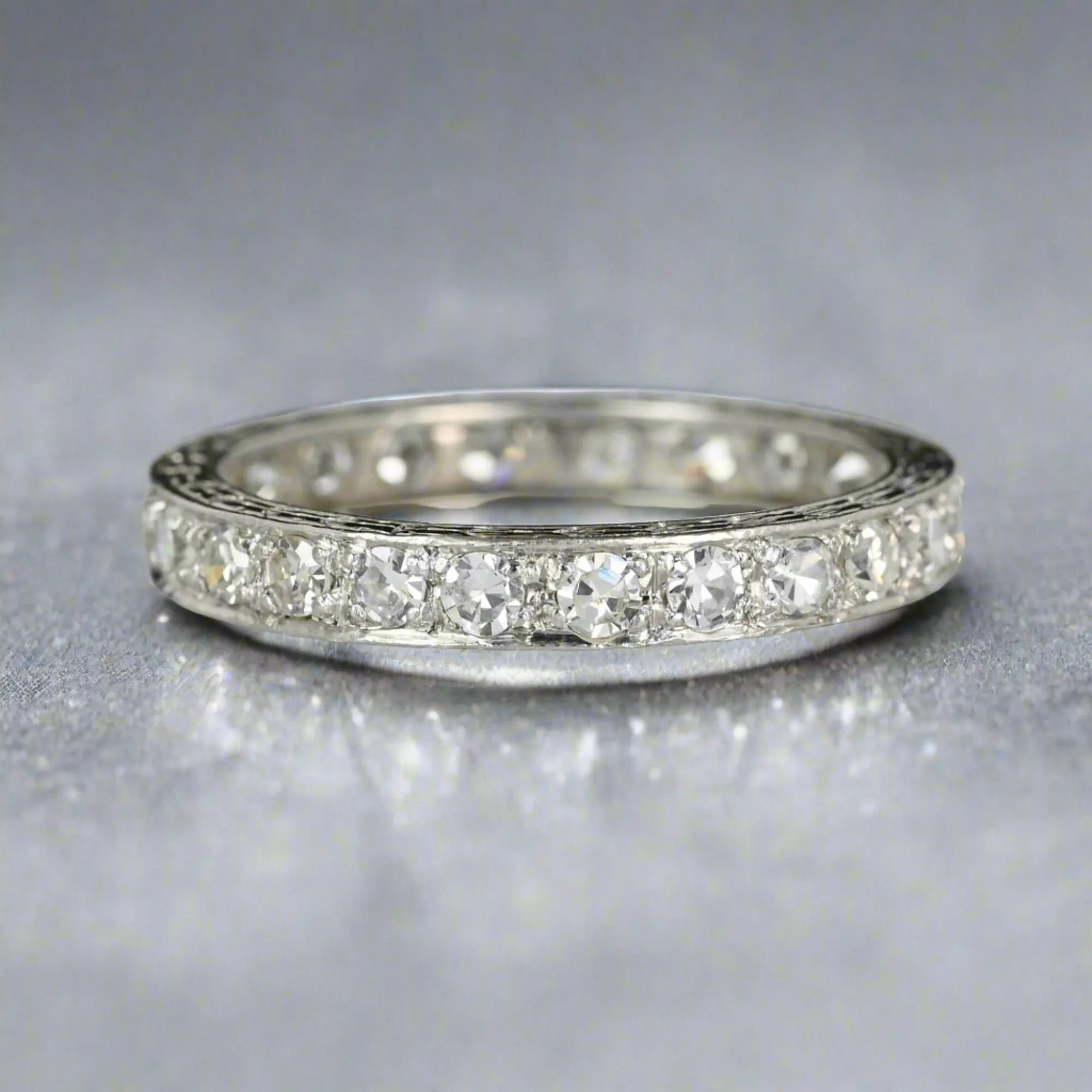 Art Deco Platinum 1 CTW Diamond Eternity Ring Band