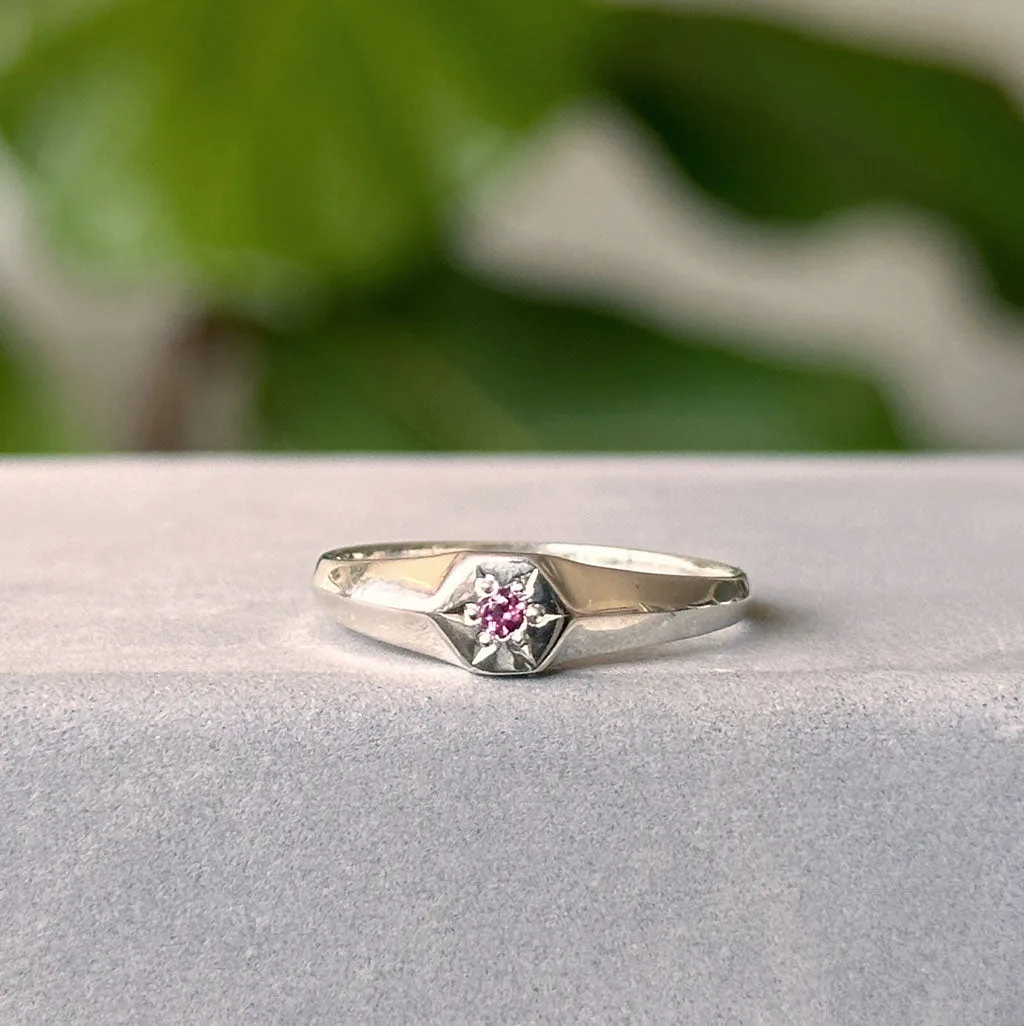 Astra Star Signet Ring - October - Pink Tourmaline