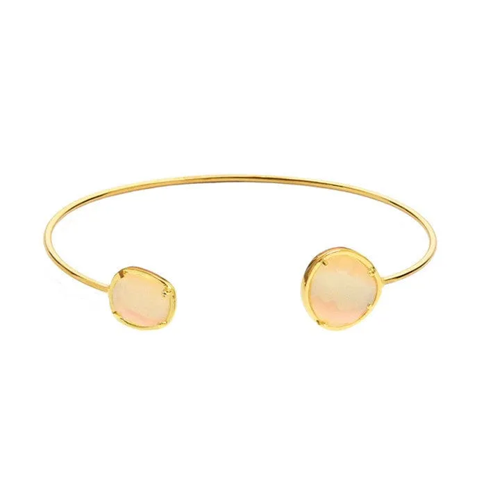 Asymmetrical Circle Stone Open Bracelet