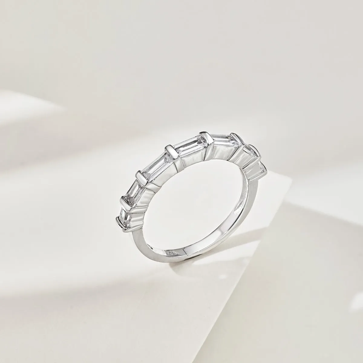 Baguette Bar Half Eternity Ring