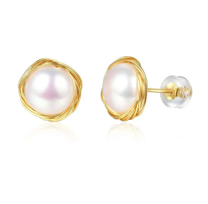 Baroque Style Freshwater Pearl Stud Earrings