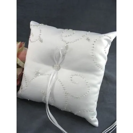 Beaded Elegance Wedding Ring Bearer Pillow