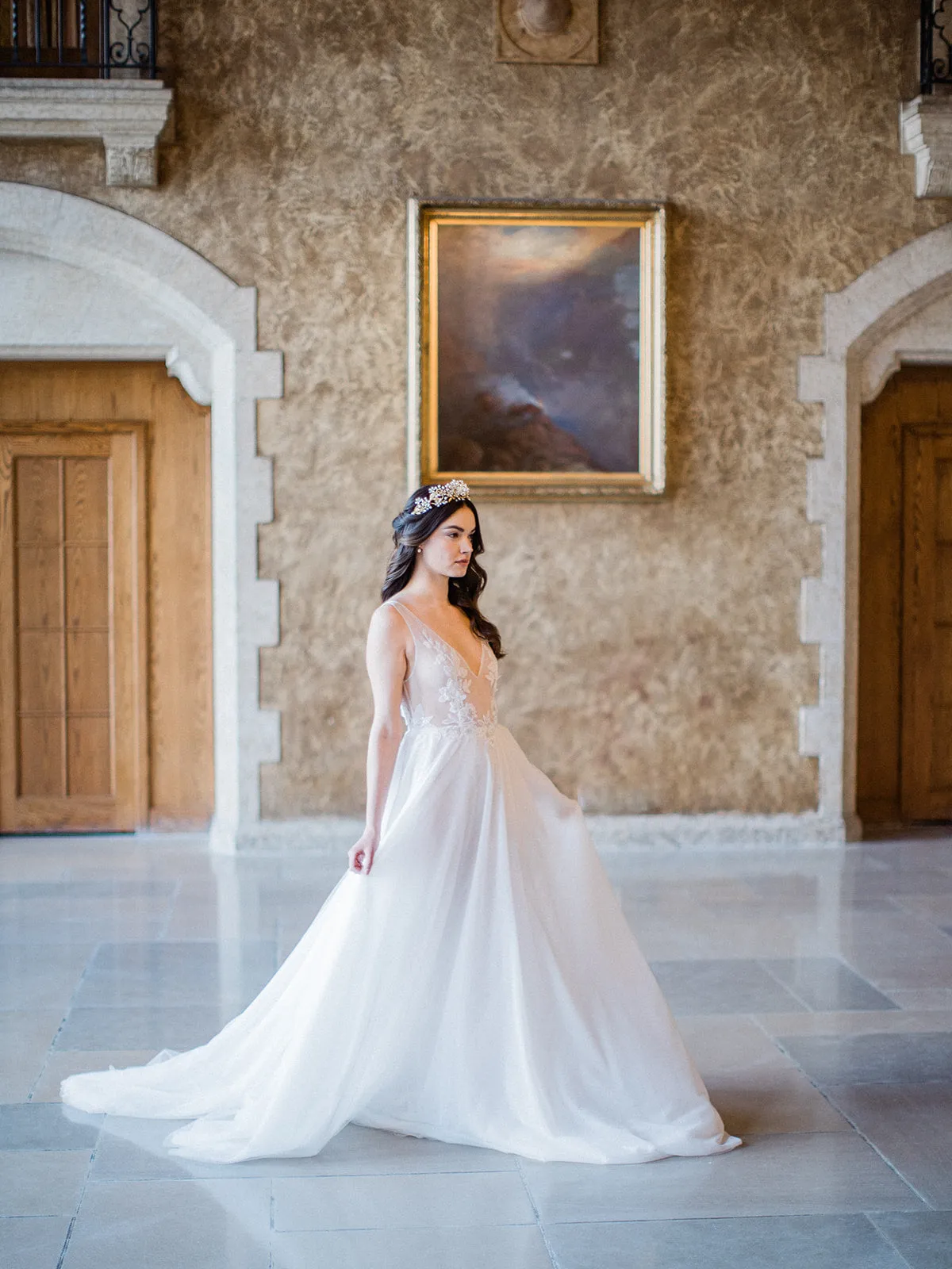 BEATRICE | Pearl Bridal Crown with Flowers