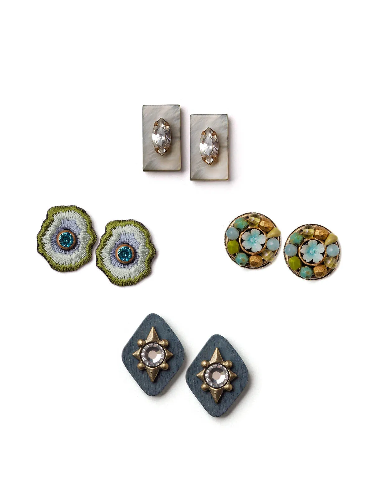 Bits Of Blue Stud Earrings Set