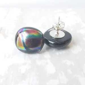 Black Iridescent Post Earrings