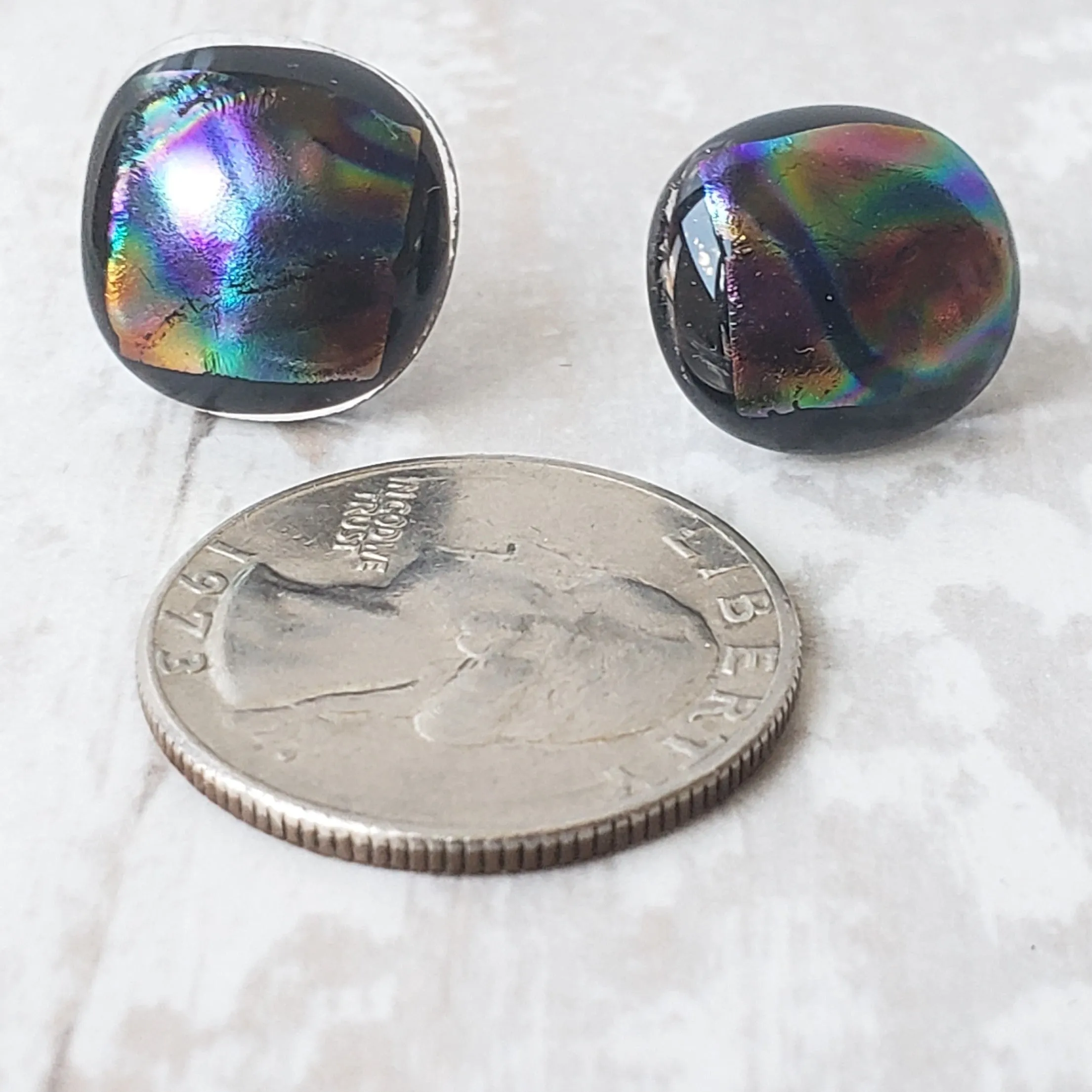 Black Iridescent Post Earrings