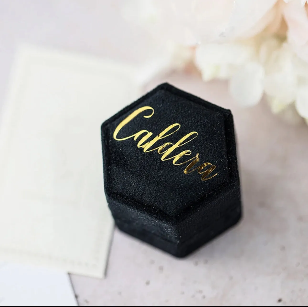 Black Personalized Single Slot Ring Box