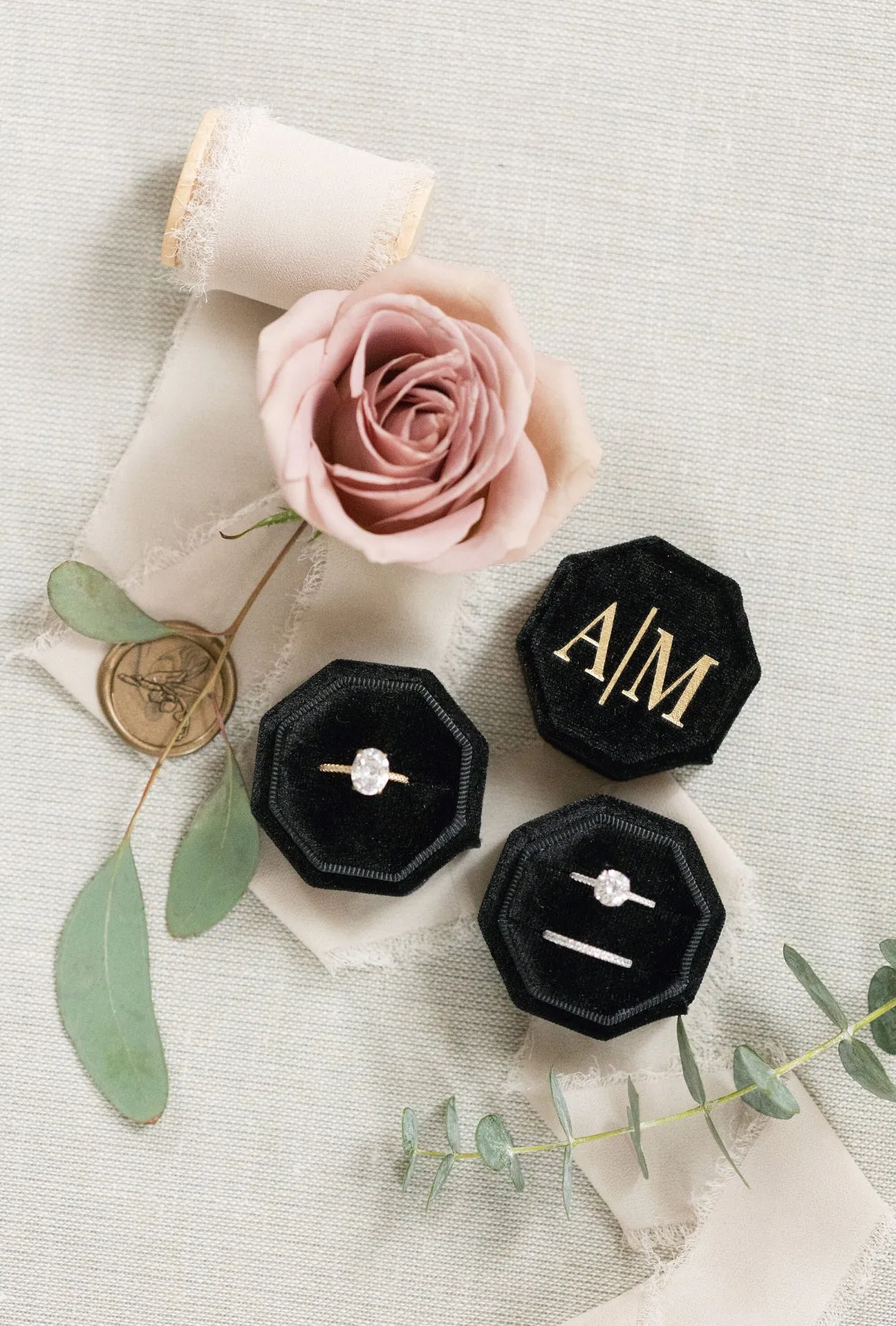 Black Personalized Single Slot Ring Box