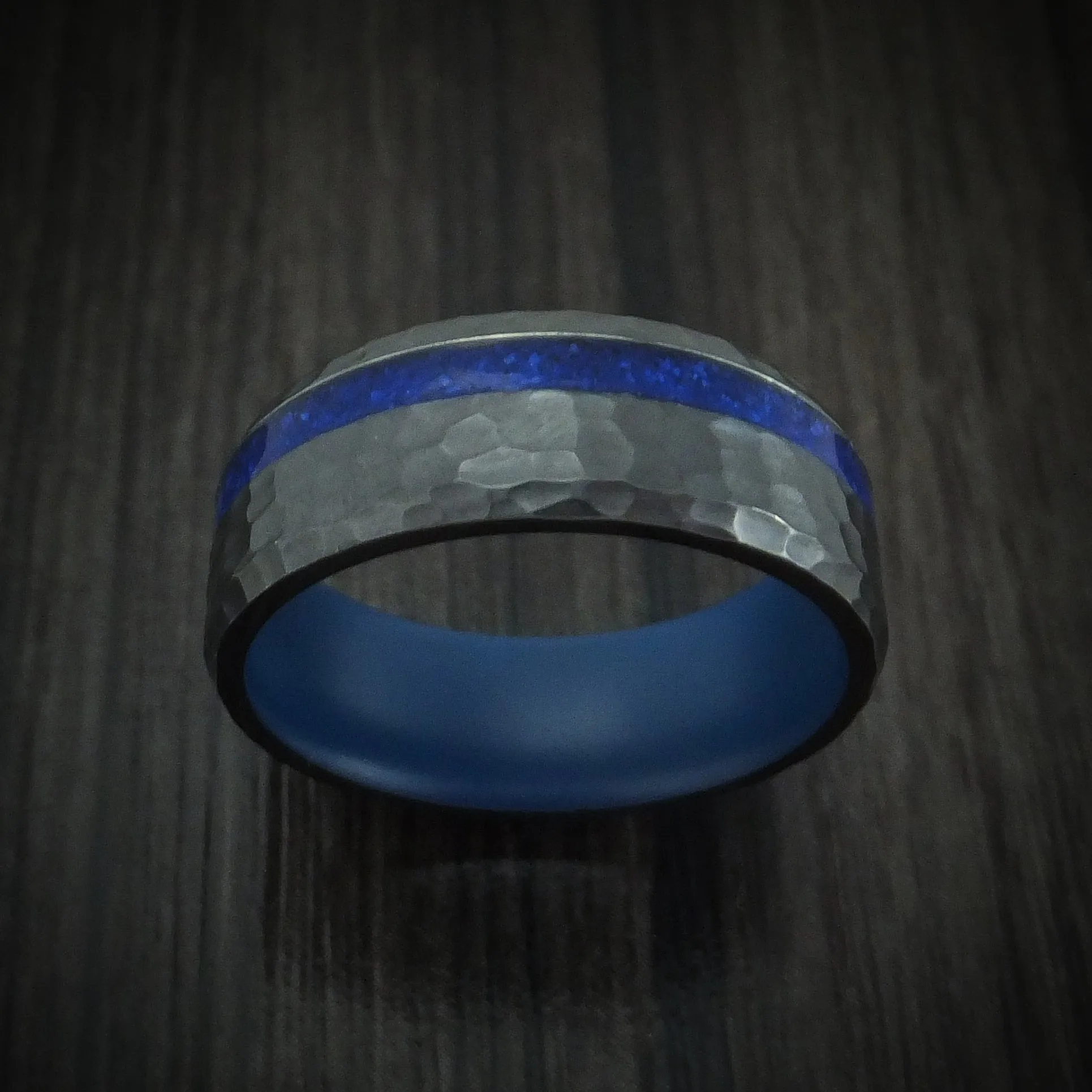 Black Titanium Stone and Cerakote Custom Men's Ring