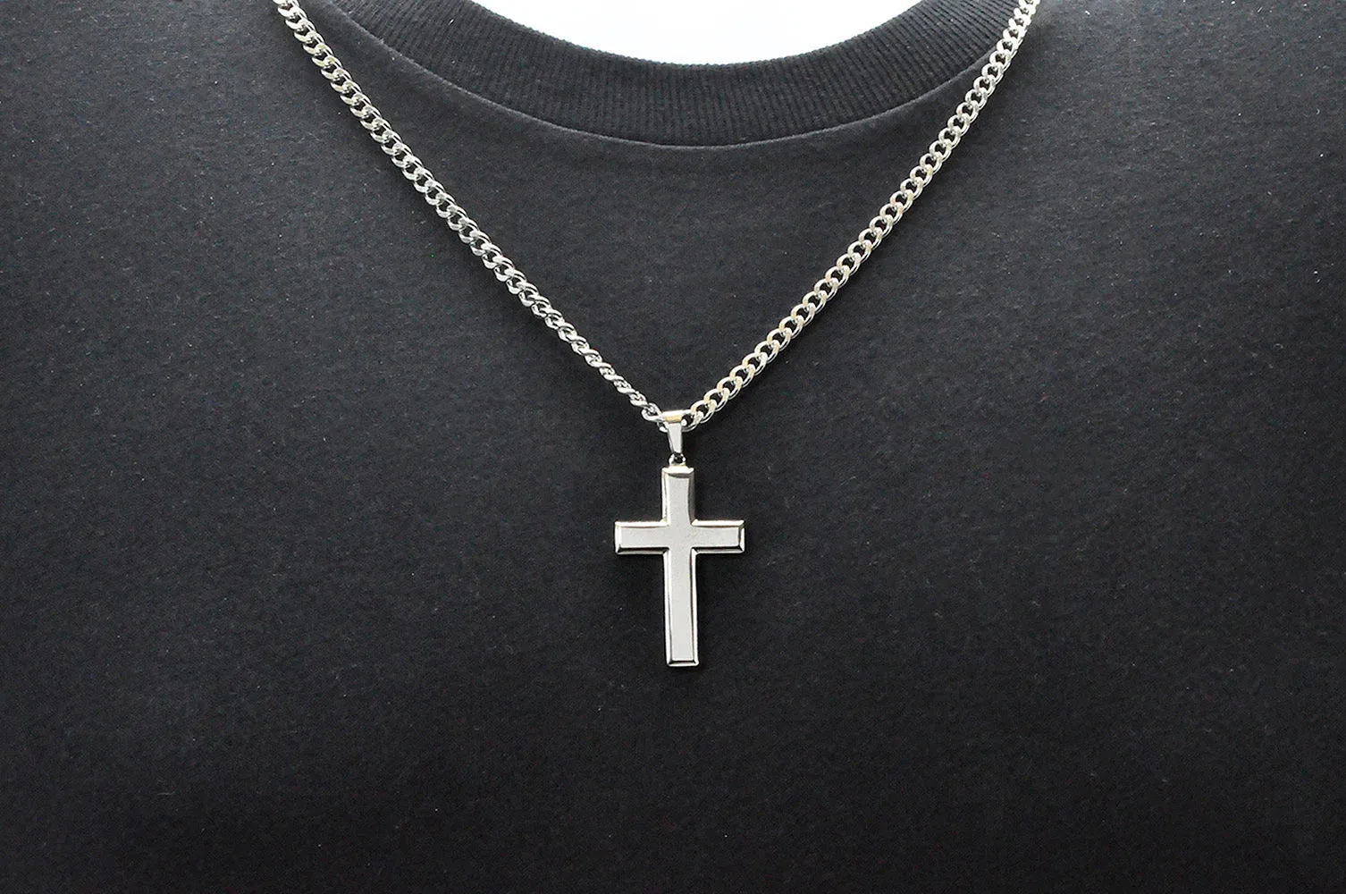 Blackjack Men's Cross Necklace SS BJP48WZ