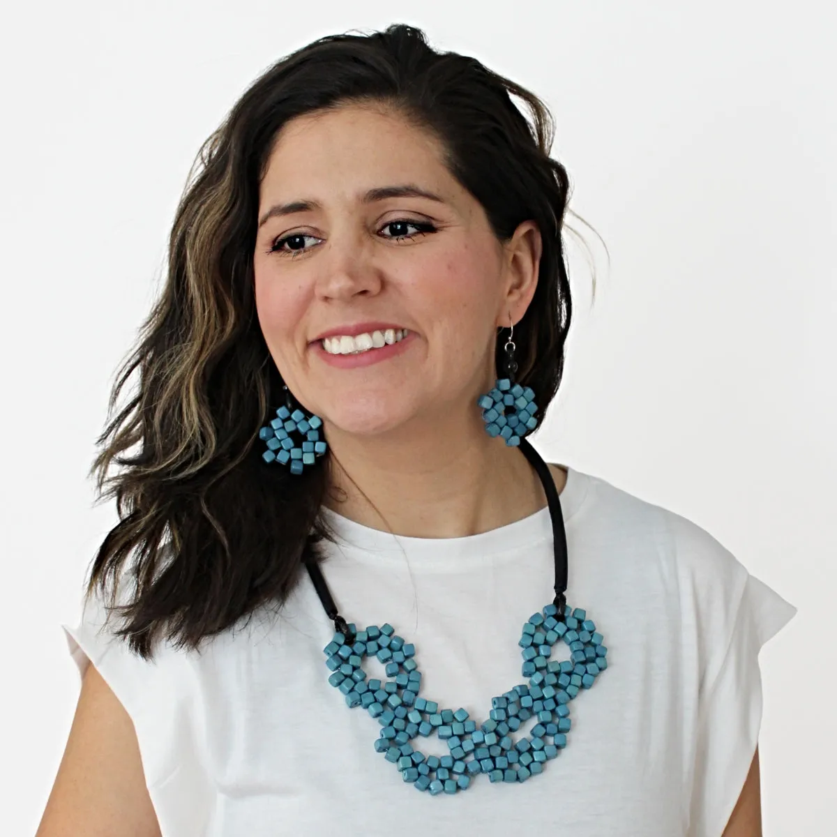 Blue Elyse Beaded Necklace