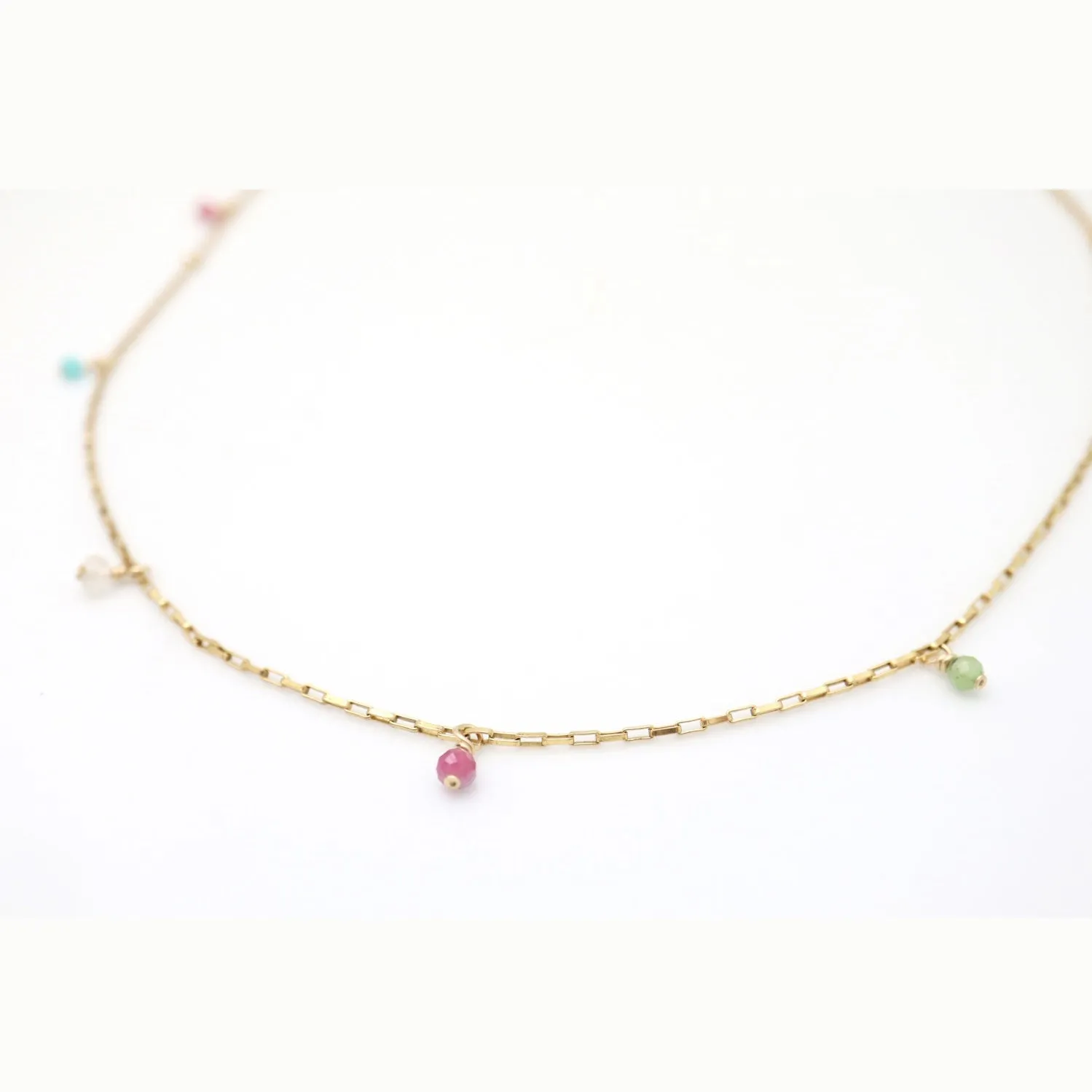 Cascade Gemstone Drop Necklace - Gold