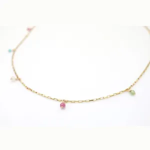 Cascade Gemstone Drop Necklace - Gold