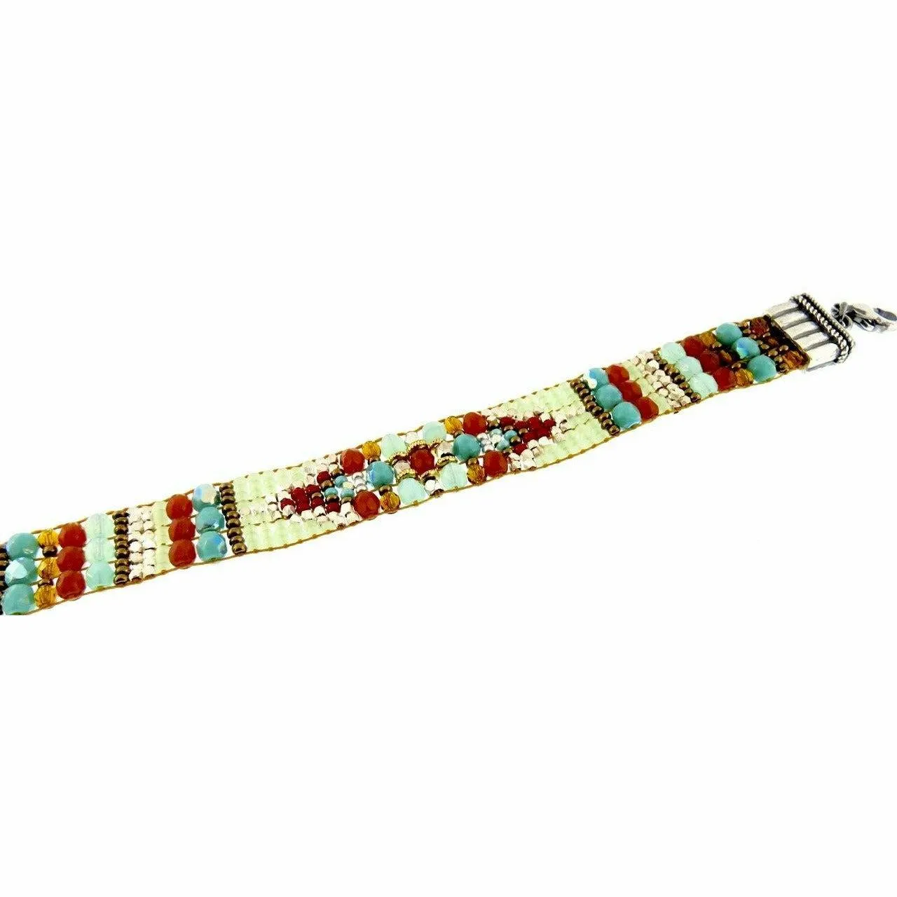 Chili Rose TIffany  Desert Brown & Turquoise Beaded  Bracelet