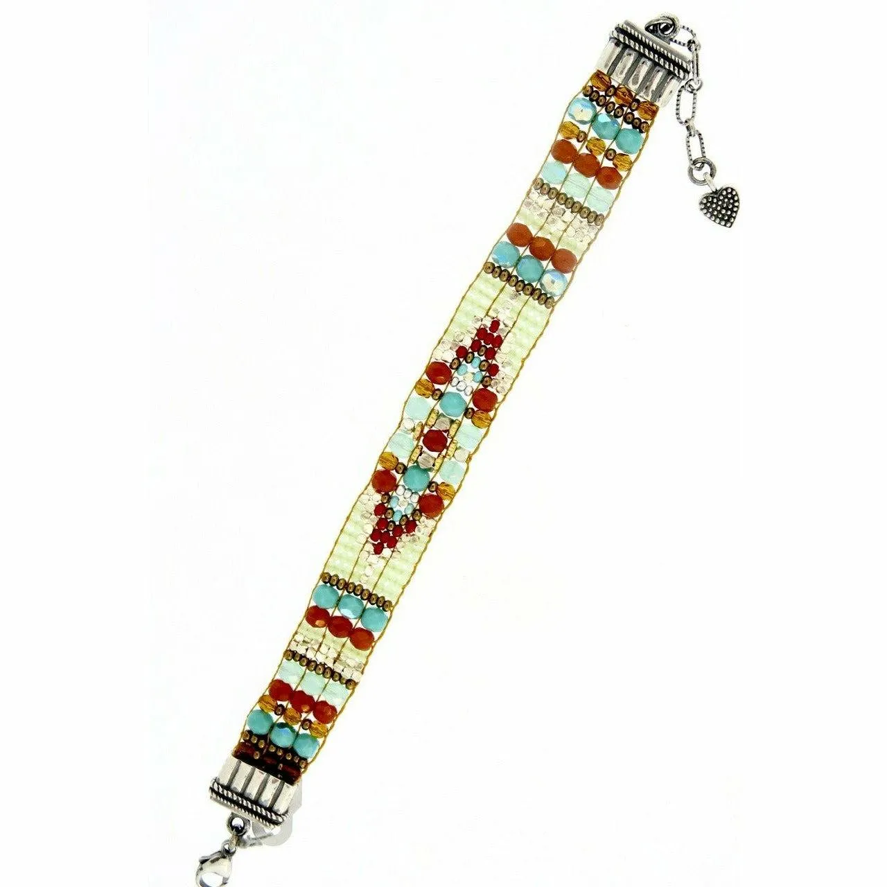 Chili Rose TIffany  Desert Brown & Turquoise Beaded  Bracelet