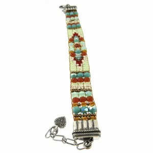 Chili Rose TIffany  Desert Brown & Turquoise Beaded  Bracelet