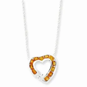 Citrine & CZ Heart Slide On Chain