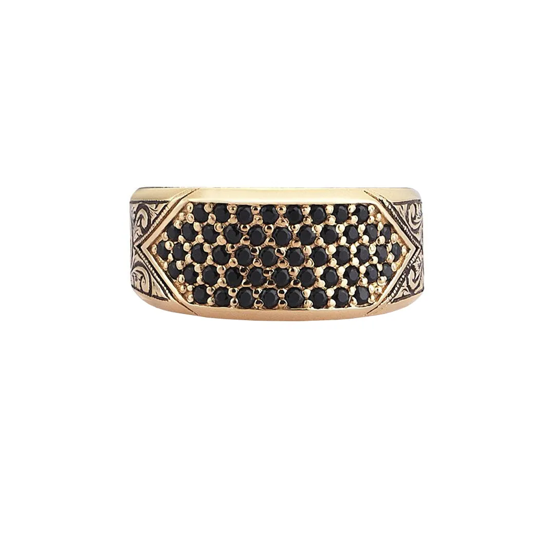 Classic Pave Signet Ring - Solid Gold