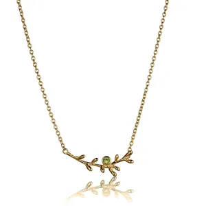 Coral Bar Gold Necklace With Peridot Stone