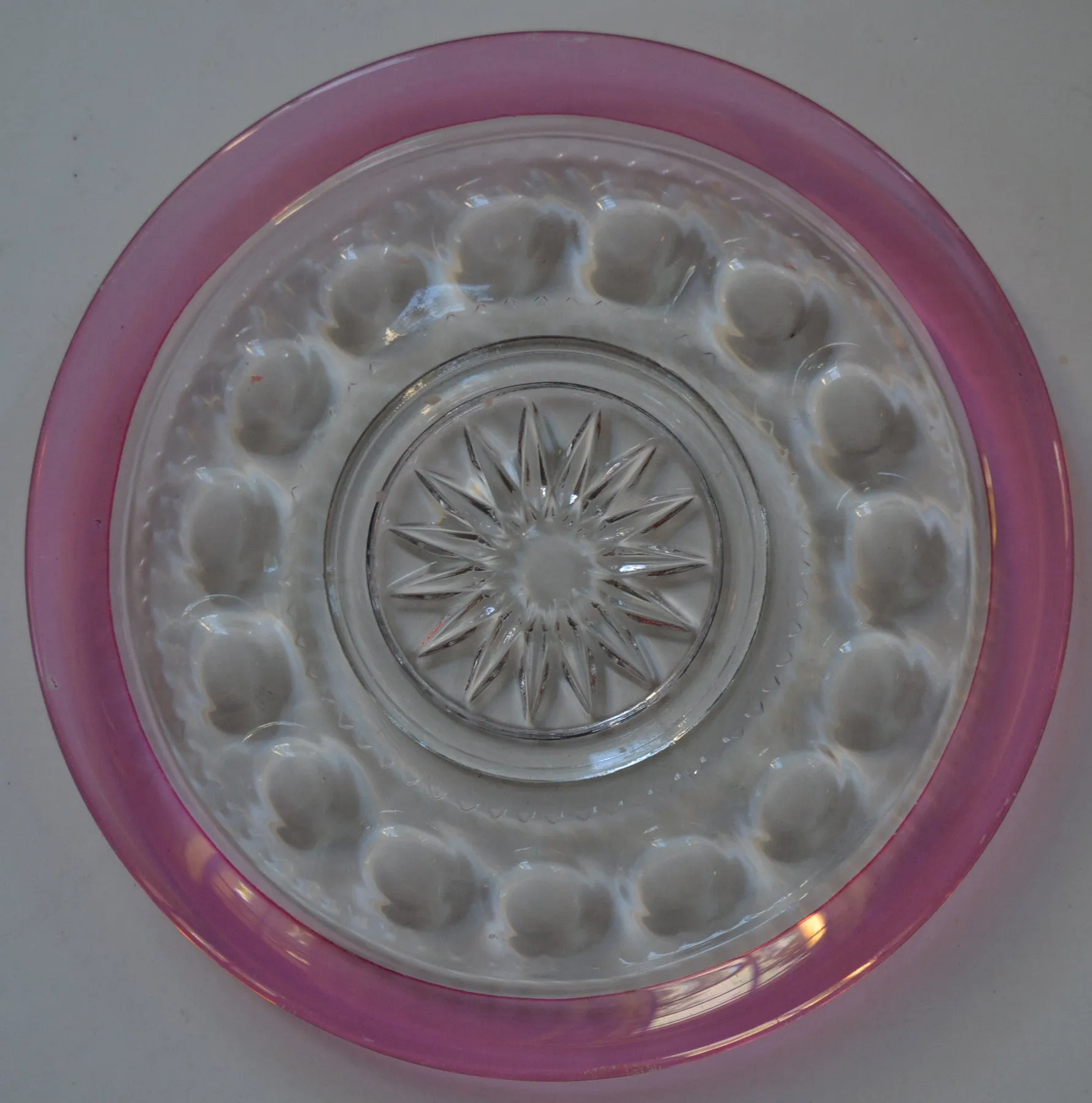 Cranberry Pink Kings Crown Thumbprint Tiffin Glass Plate 7 1/2" Light Ruby