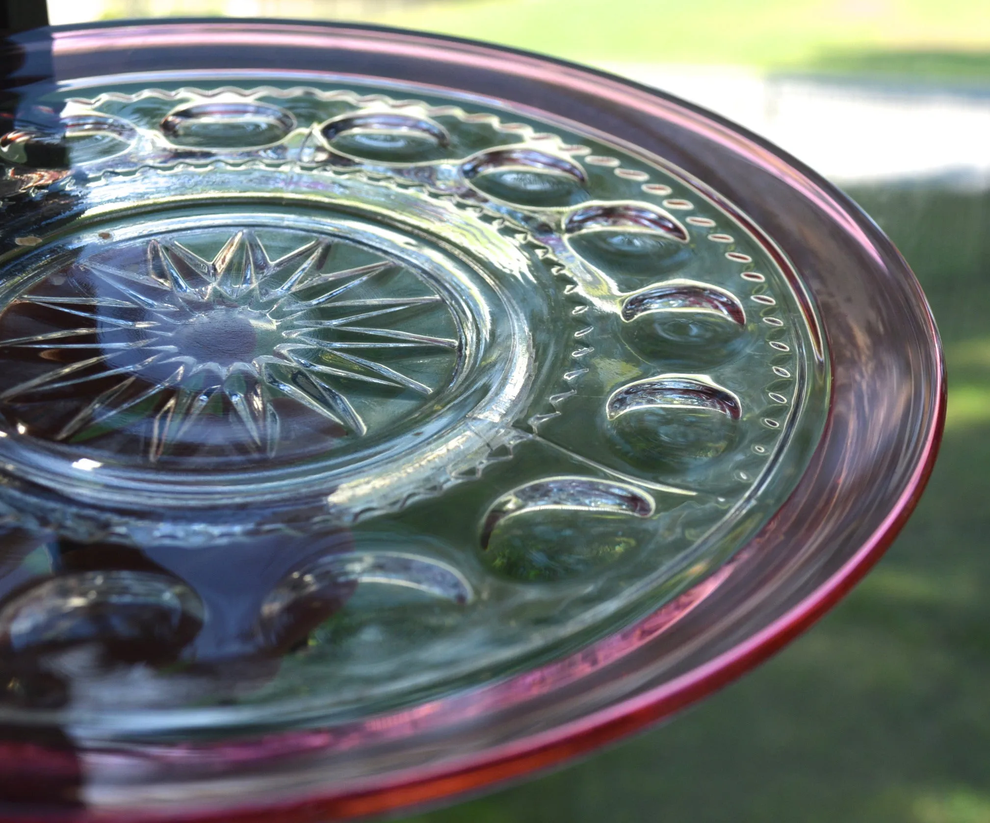 Cranberry Pink Kings Crown Thumbprint Tiffin Glass Plate 7 1/2" Light Ruby