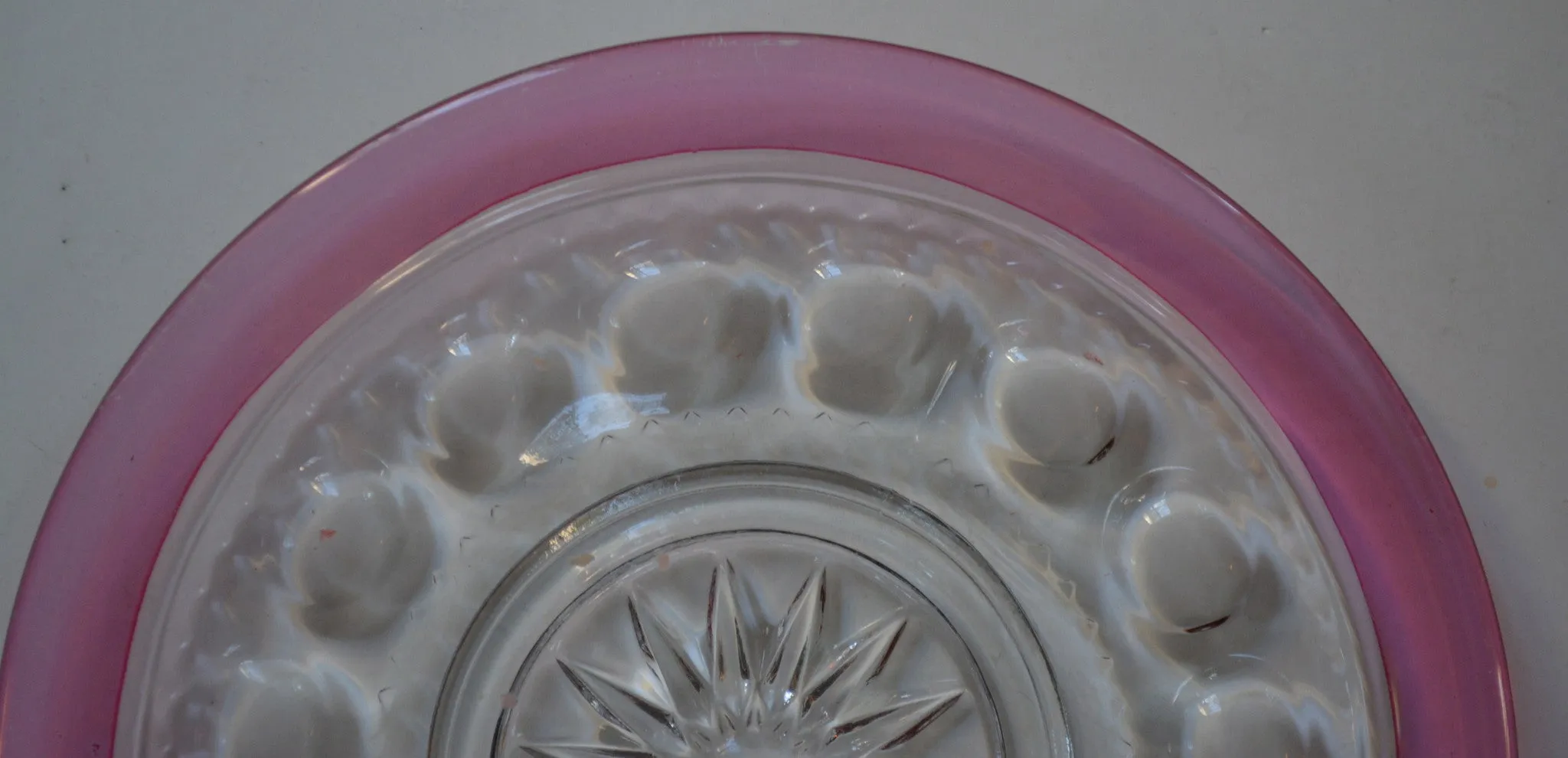 Cranberry Pink Kings Crown Thumbprint Tiffin Glass Plate 7 1/2" Light Ruby