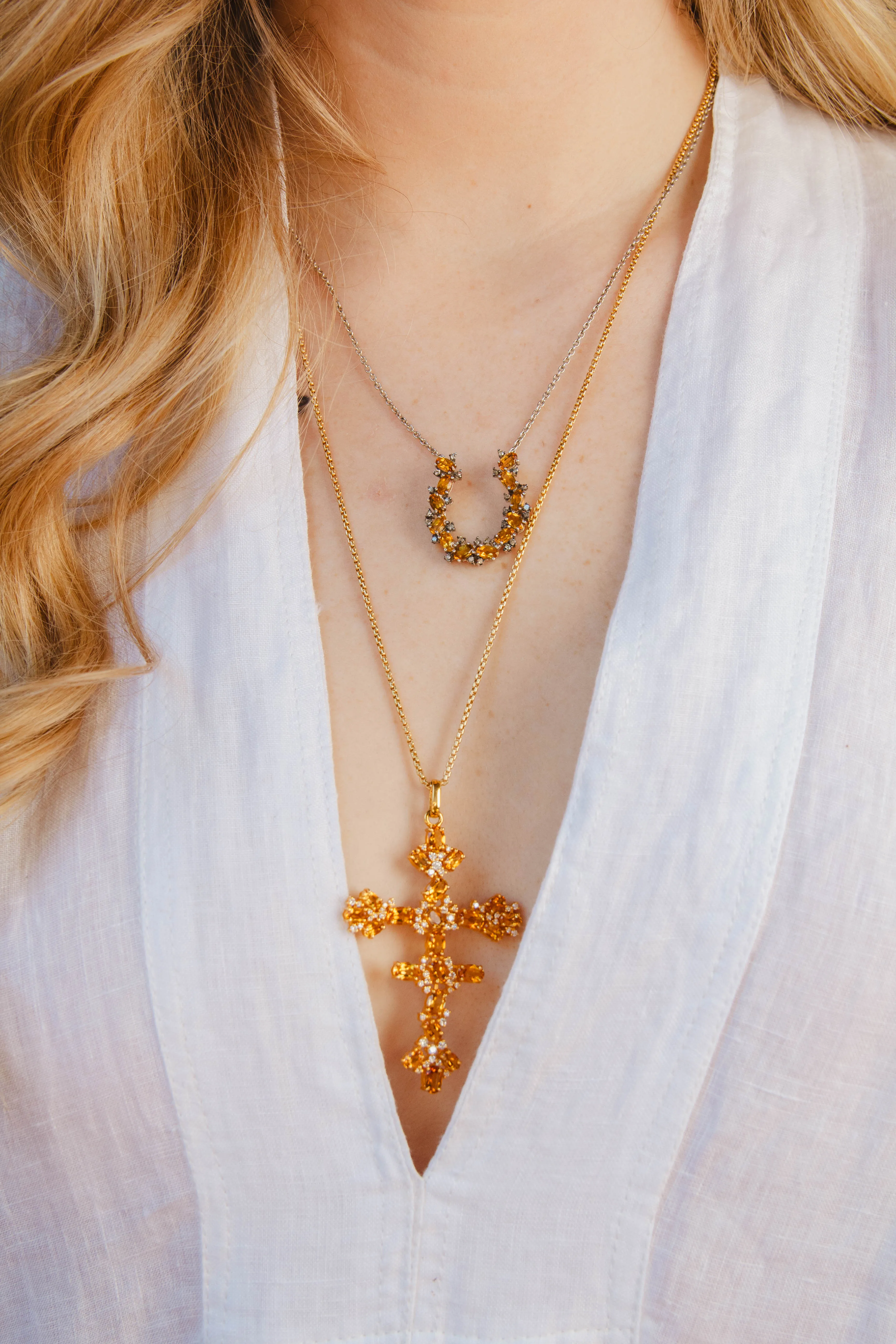 Cross of Lorraine Necklace | Citrine