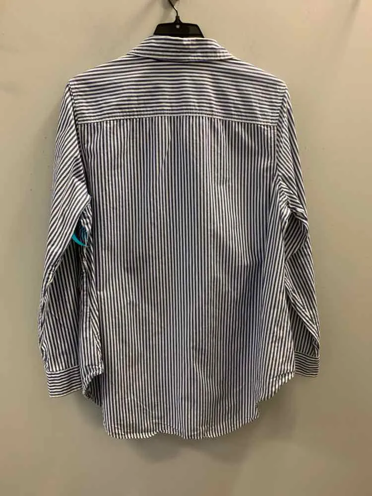 CROWN & IVY PLUS SIZES Size 2X BLU/WHT Stripe LONG SLEEVES TOP