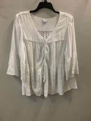 CROWN & IVY PLUS SIZES Size 3X White 3/4 SLEEVE TOP