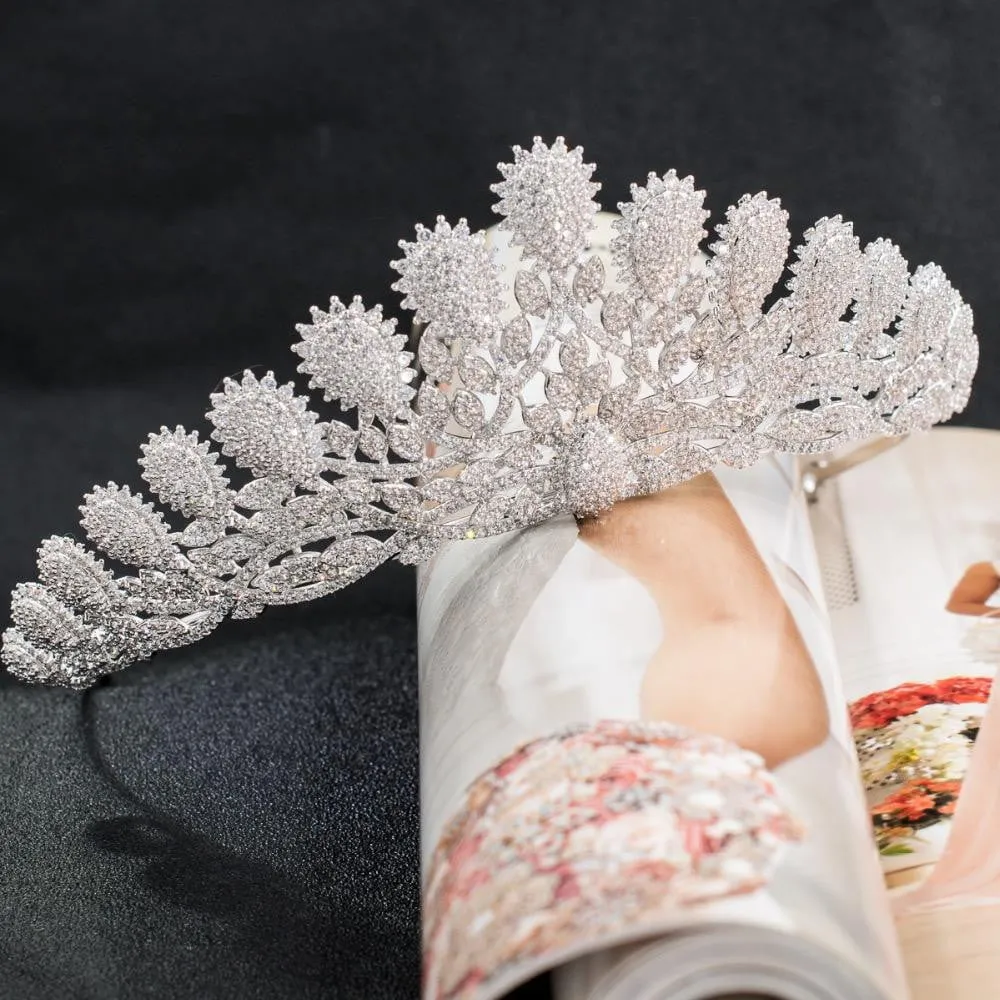 Cubic zirconia wedding bridal tiara diadem hair jewelry CH10056