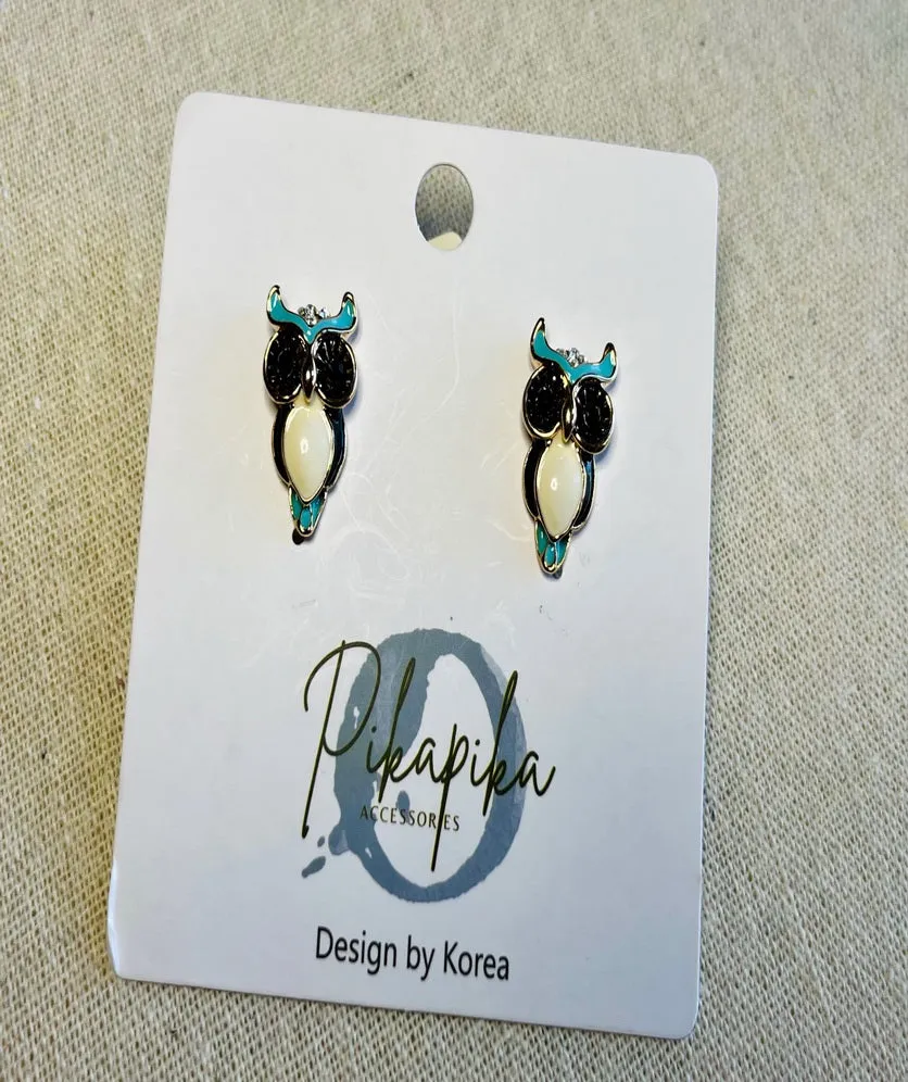 Cute Earrings Stud Owl Colourful